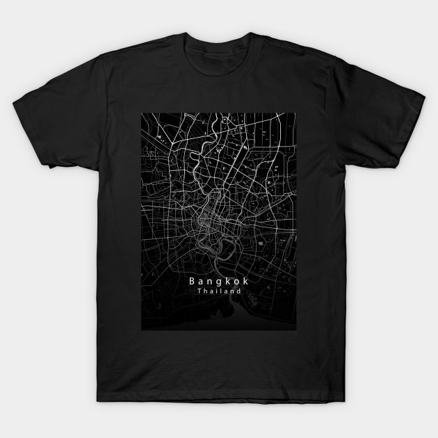 Bangkok Thailand City Map dark T-Shirt by Robin-Niemczyk